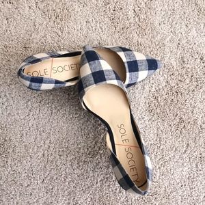 sole society gingham check low heeled shoes